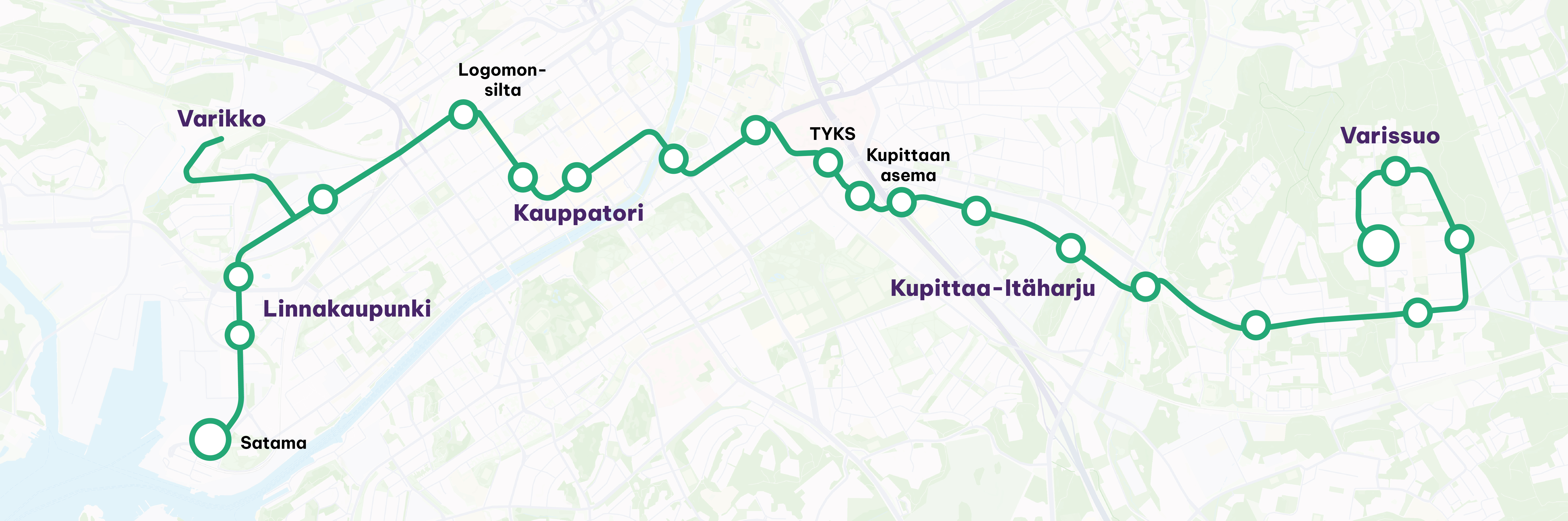 Raitiotien reitti